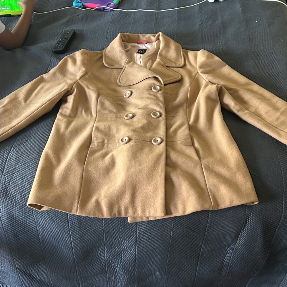 Gap Beige Satin-Lined Jacket Double Breasted Exce… - image 1